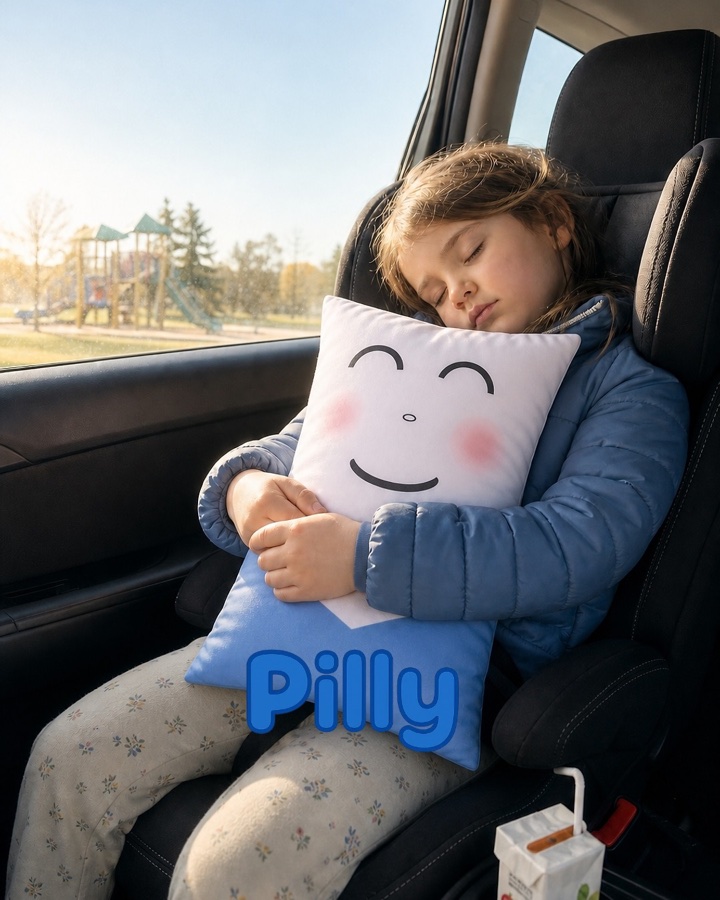 Photo ad — Pilly pillow car window nap